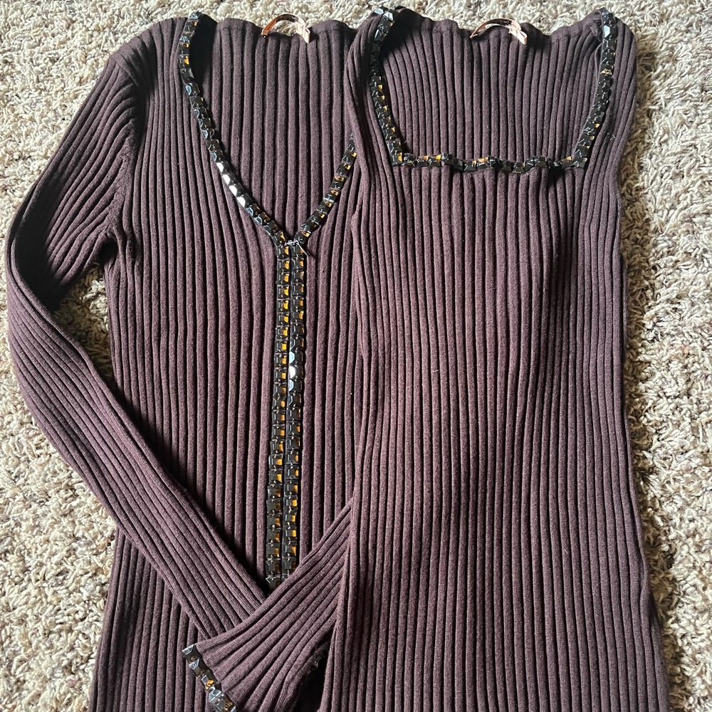 Balmain Chocolate Ribbed Top